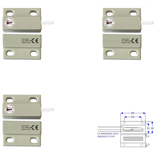3 MICROCONTATTI MAGNETICI NC A MATTONCINO DA ESTERNO Securvera ST-100TMCFEPC