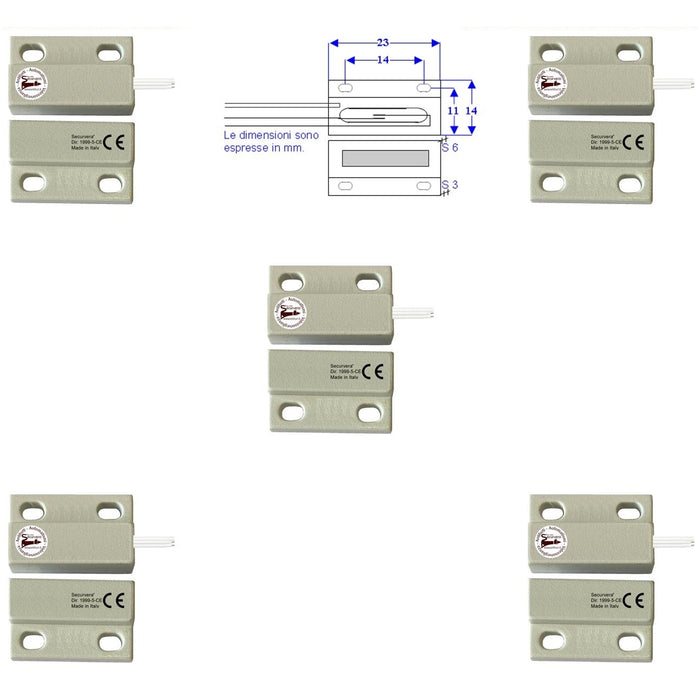 5 MICROCONTATTI MAGNETICI NC A MATTONCINO DA ESTERNO Securvera ST-100CMCFEPE
