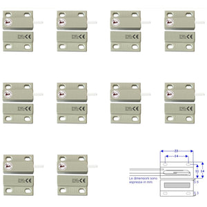 10 MICROCONTATTI MAGNETICI NC A MATTONCINO DA ESTERNO Securvera ST-100XMCFEPC