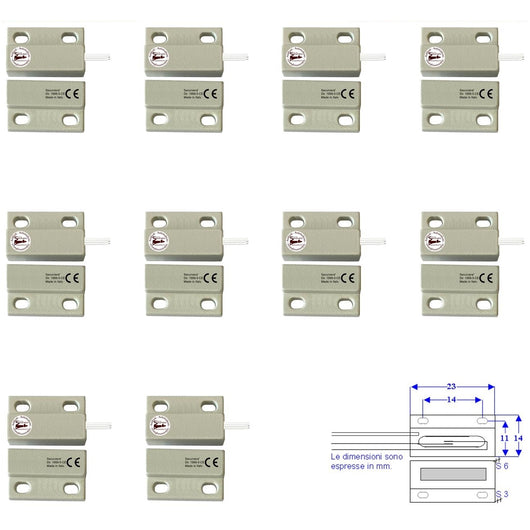 10 MICROCONTATTI MAGNETICI NC A MATTONCINO DA ESTERNO Securvera ST-100XMCFEPC