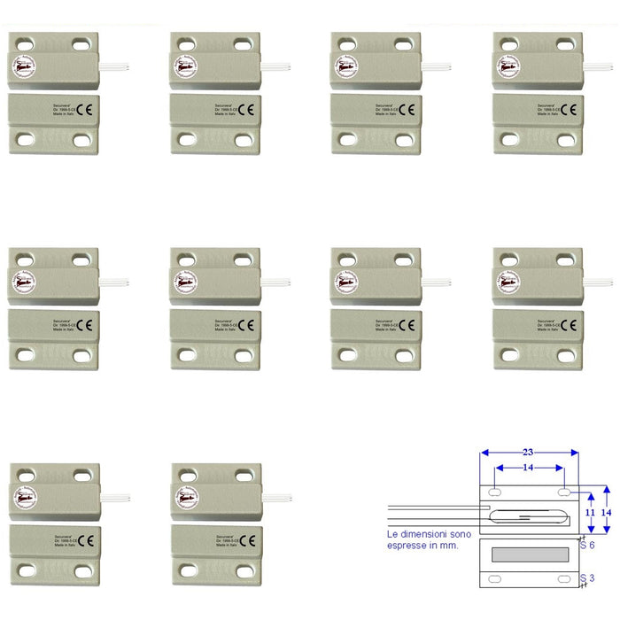 10 MICROCONTATTI MAGNETICI NC A MATTONCINO DA ESTERNO Securvera ST-100XMCFEPC