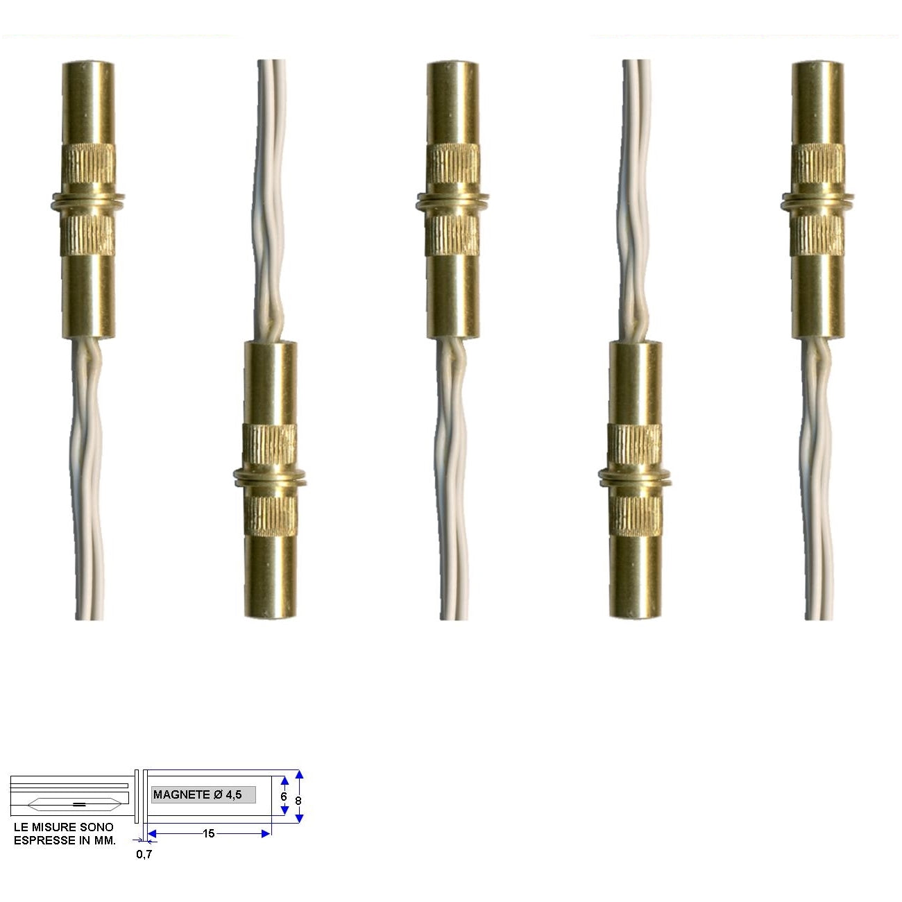 5 MINICONTATTI MAGNETICI DA INCASSO CILINDRICI A CHIODO Securvera ST-105CCMOCOC