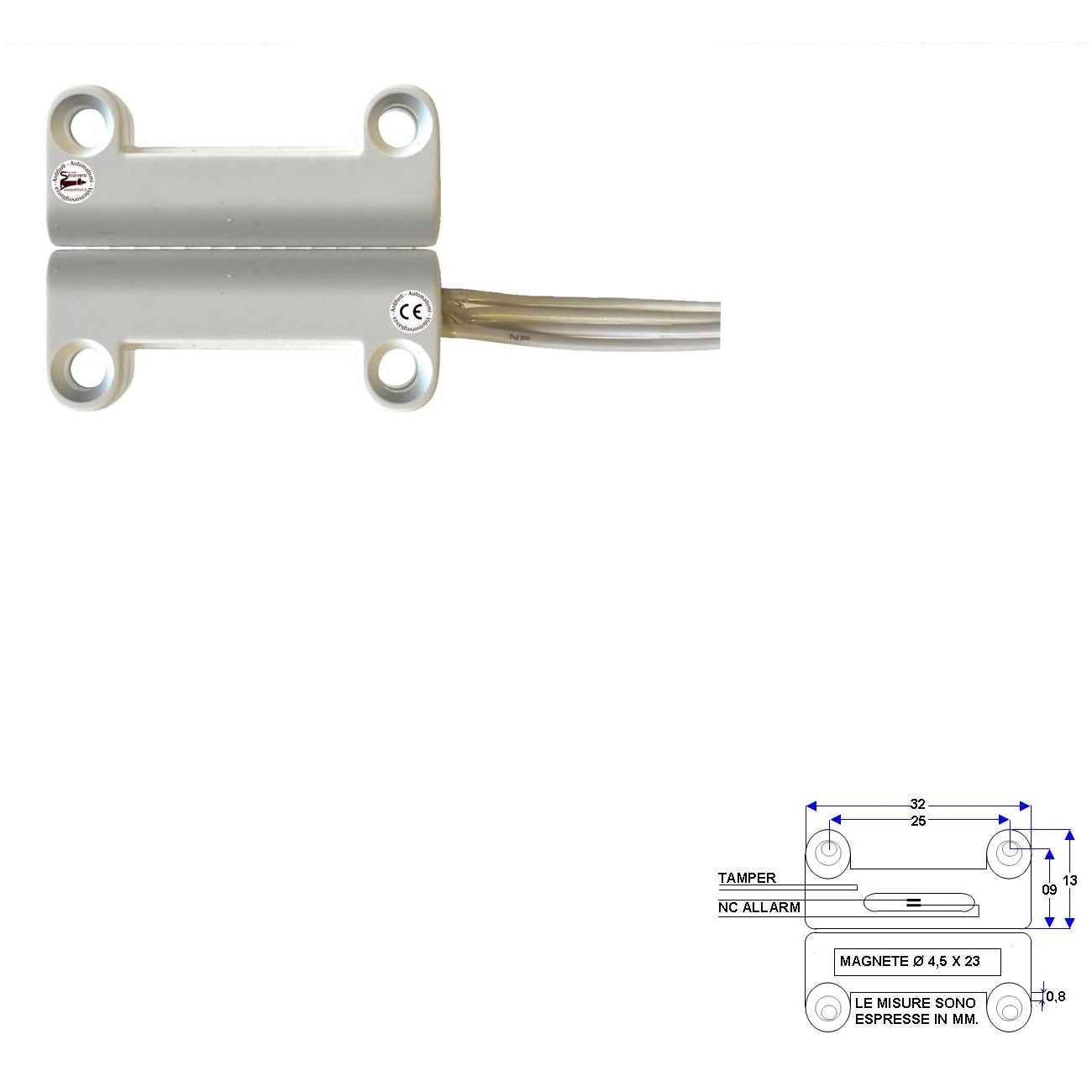 CONTATTO MAGNETICO A MATTONCINO DA ESTERNO CONTATTO NC Securvera ST-400CMMBFTB