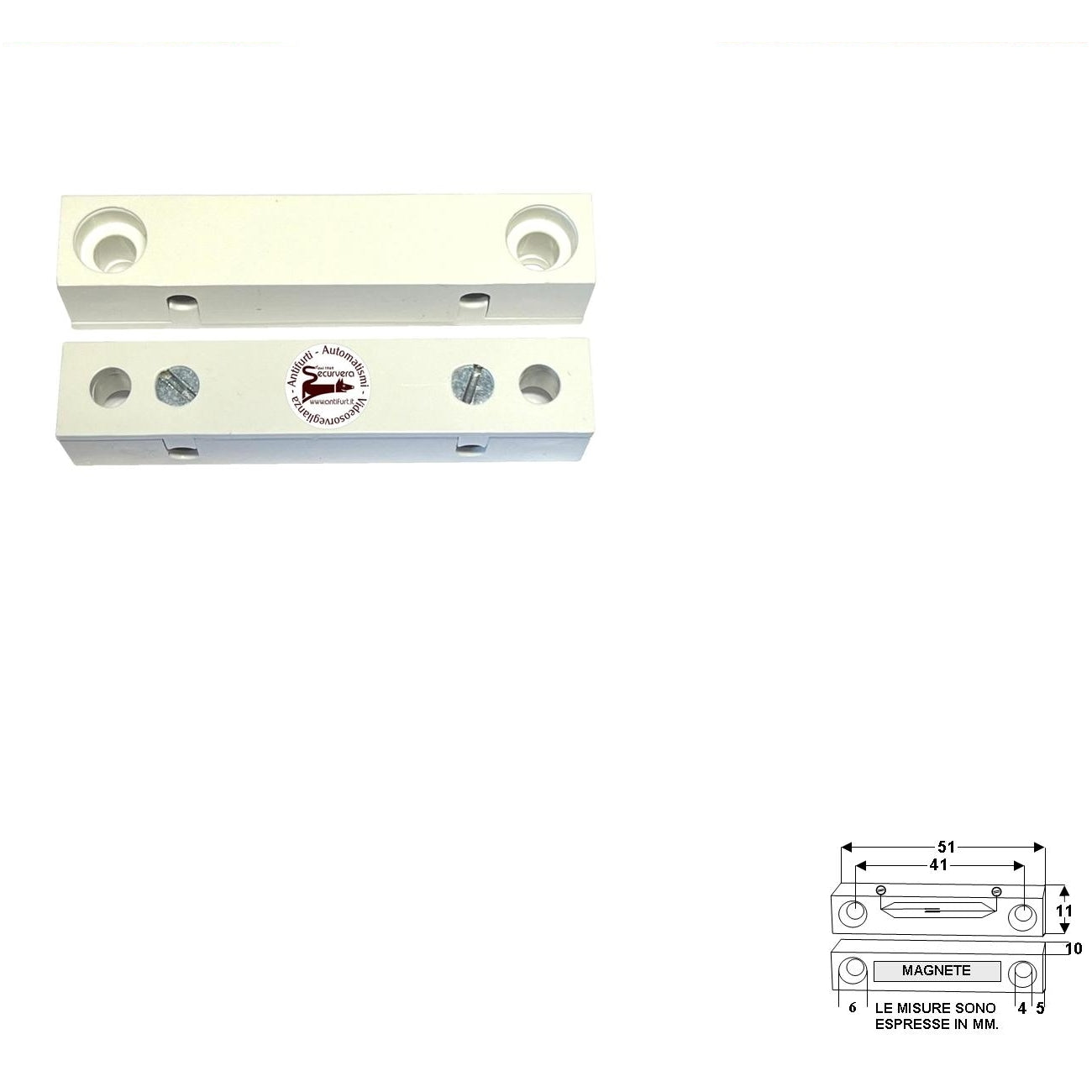 CONTATTO MAGNETICO DA ESTERNO PER INFISSI NON FERROSI Securvera ST-41BCMEPFVD