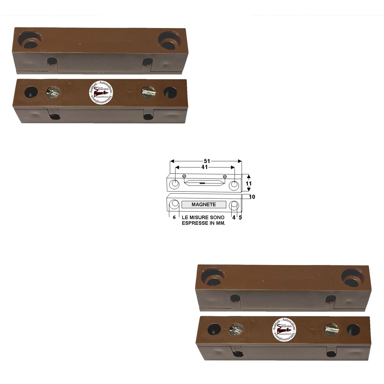 2 CONTATTI MAGNETICI DA ESTERNO PER INFISSI NON FERROSI Securvera ST-41MCMEP2SD