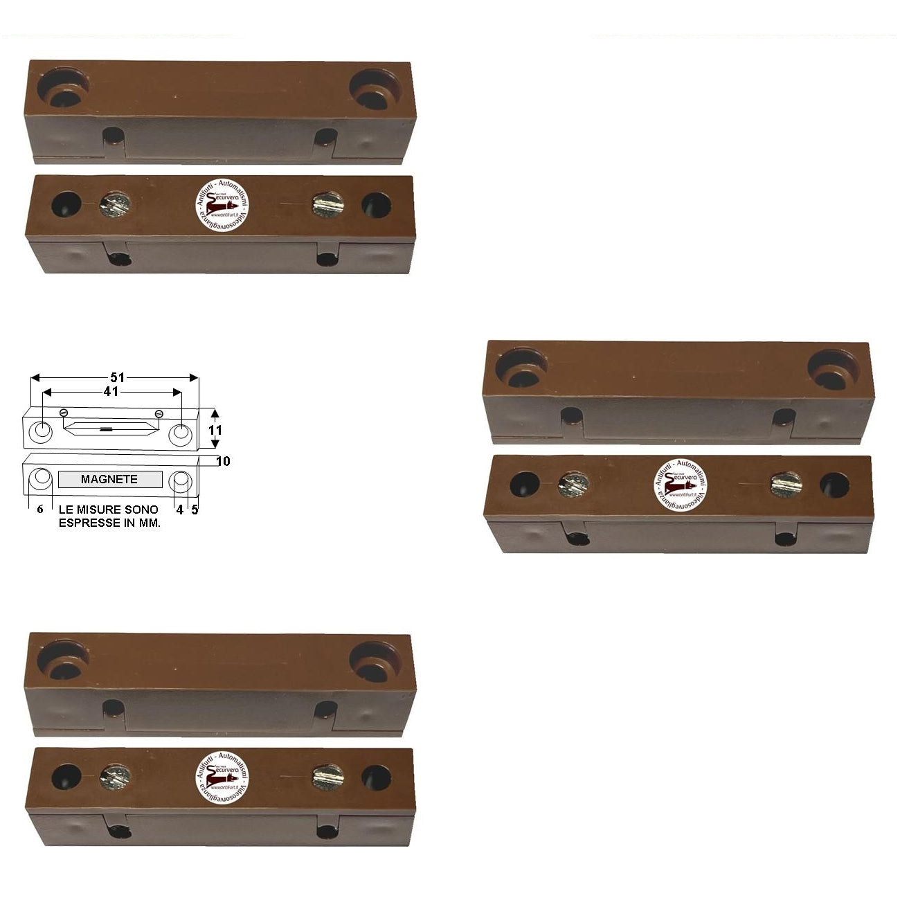 3 CONTATTI MAGNETICI DA ESTERNO PER INFISSI NON FERROSI Securvera ST-41MCMEP3SA
