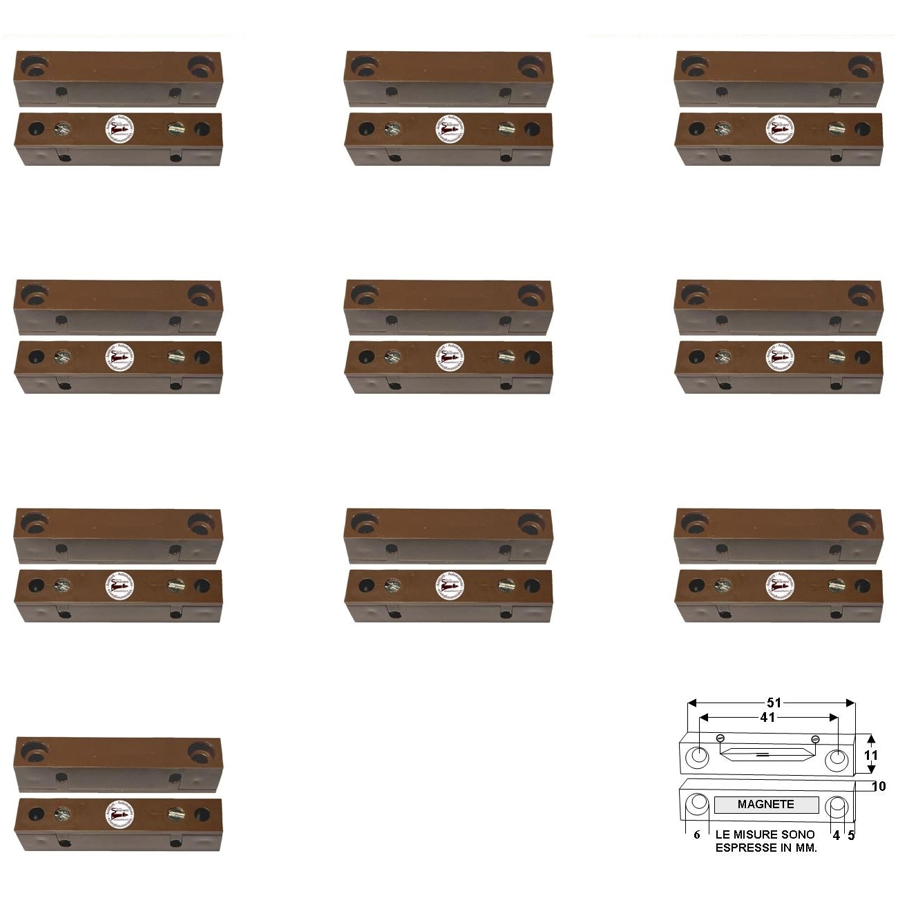 10 CONTATTI MAGNETICI DA ESTERNO PER INFISSI NON FERROSI Securvera ST-41MCMEPXSB