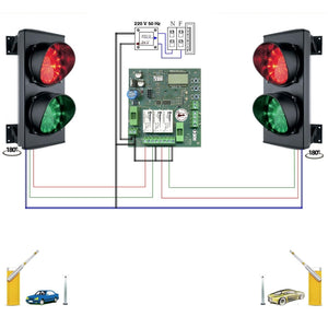 KIT IMPIANTO SEMAFORICO 2 LUCI 24 LED ROSSI 24 LED VERDI Securvera SK-SLD2S2LAVA