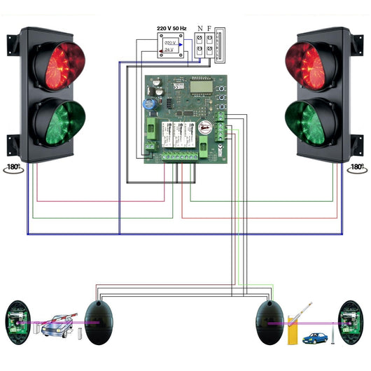 KIT IMPIANTO SEMAFORICO FOTOCELLULE BATTERIA 2 LUCI Securvera SK-SDL2FIS2LA