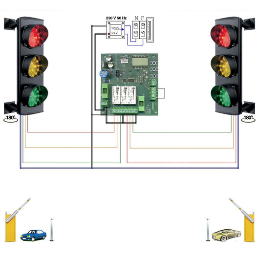 IMPIANTO SEMAFORICO 3 LUCI 24 LED ROSSO GIALLO VERDE 24V Securvera SK-STLISFA2SA
