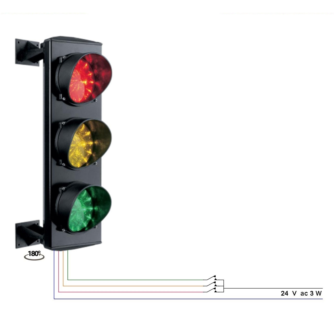 SEMAFORO 3 LUCI 3 SCHEDE DA 24 LED ROSSI GIALLI VERDI Securvera SS-SLTS3LRVRB