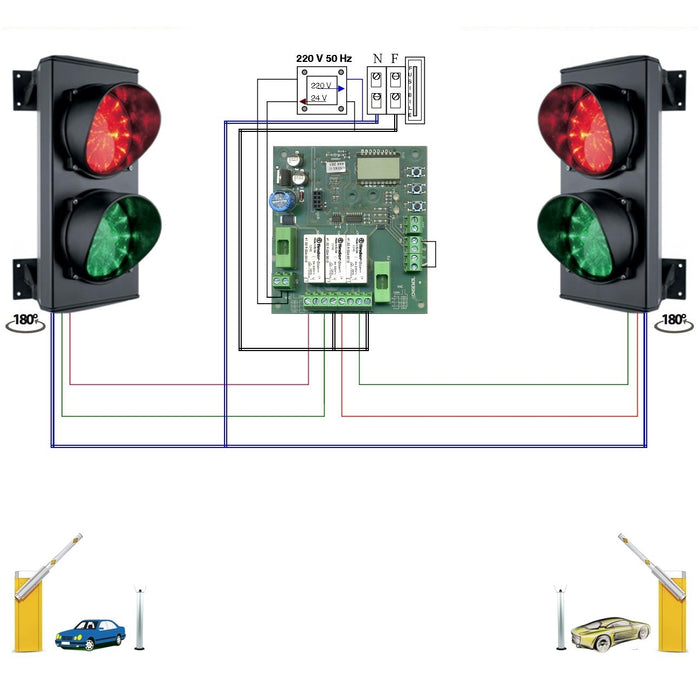 KIT IMPIANTO SEMAFORICO 2 LUCI 24 LED ROSSI 24 LED VERDI Securvera SK-SDLIA2S2LC