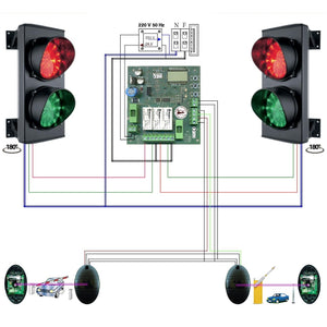 KIT IMPIANTO SEMAFORICO FOTOCELLULE BATTERIA 2 LUCI Securvera SK-SDL2FIS2LC