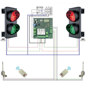 IMPIANTO SEMAFORICO RADIOCOMANDATO 2 LUCI 24 LED Securvera SK-SDL2FIS2RE