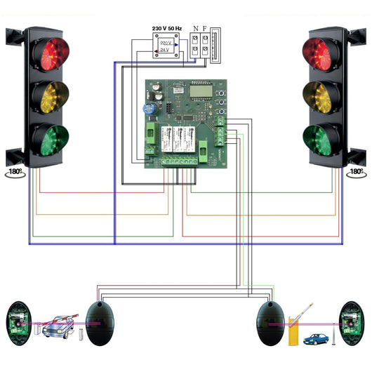 IMPIANTO SEMAFORICO 3 LUCI LED ROSSO GIALLO VERDE 230V Securvera SK-SL3FBSL3SC