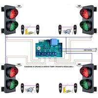 KIT IMPIANTO 4 SEMAFORI 2 LUCI LED 230 V PRENOTAZIONE Securvera SK-SAQ2LIC4SE