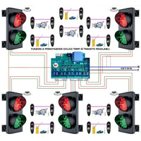 IMPIANTO 5 SEMAFORI 2 LUCI LED ROSSI E VERDI 24Vac Securvera SK-SLC2L5F5SA