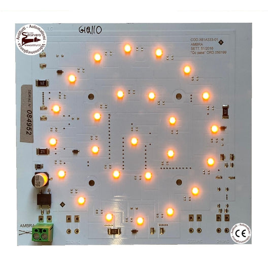 SCHEDA CIRCUITO CON 24 LED GIALLI 24Vacdc PER SEMAFORO Securvera SS-SSGCLGLALD