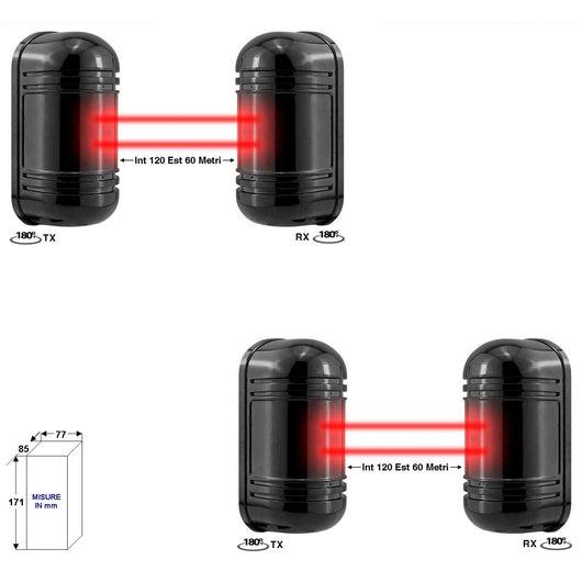 2 BARRIERE IR ATTIVI ORIENTABILI DOPPIO FASCIO SINCRO Securvera SD-BES2BDRSOD