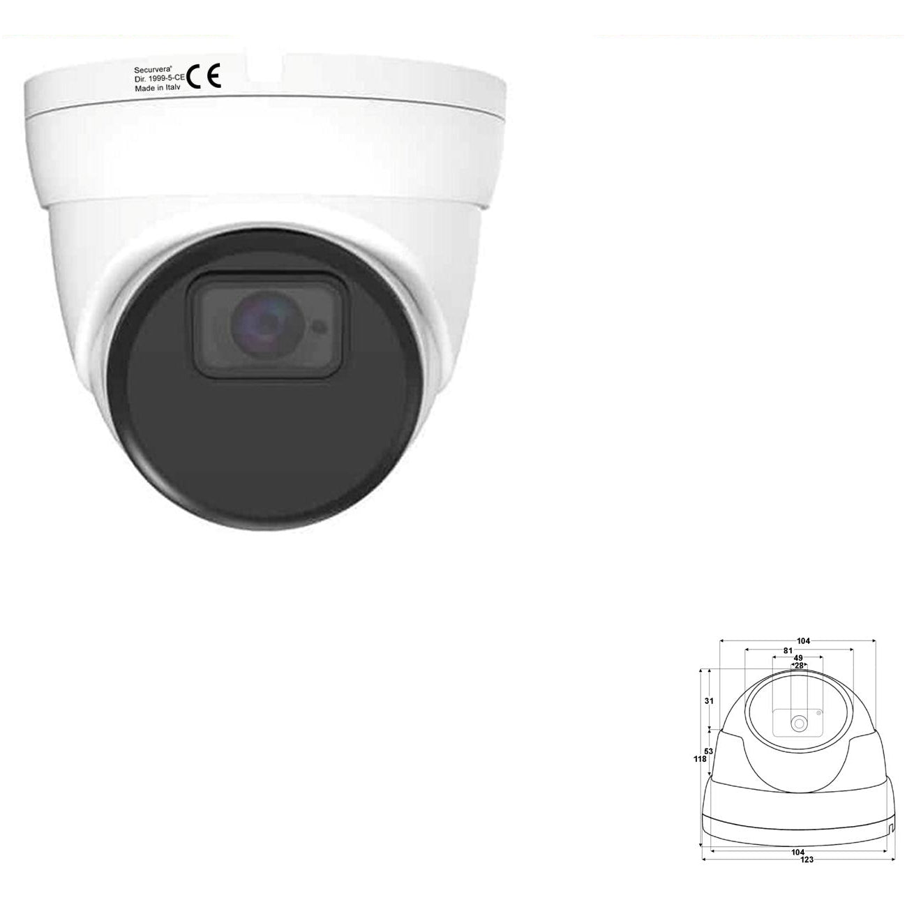 DOME MULTIPROTOCOLLO OTTICA MOTORIZZATA VARIFOCALE Securvera SE-TDMOVDMDND