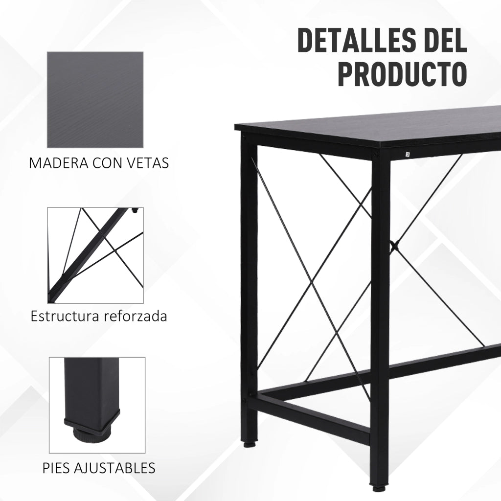 Scrivania Angolare Moderna con Struttura in Metallo ¨C Zephmum ¨C 150x150x76 cm Nero