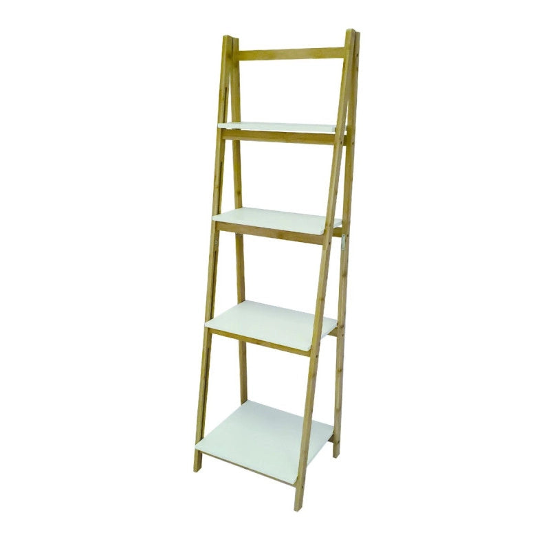 Scaffale 4 Ripiani Lila 41,5x34x140 Bamboo Bianco/naturale
