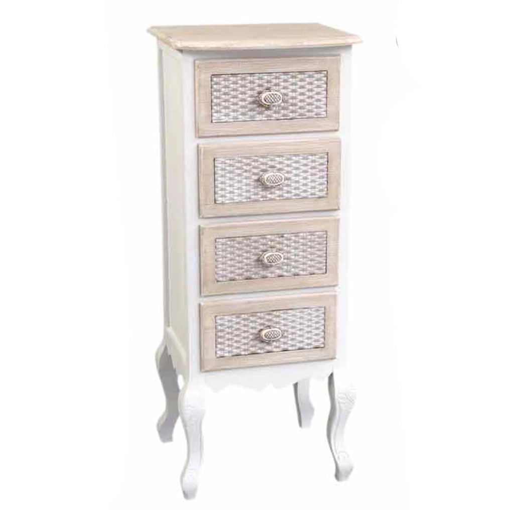 CHARM CASSETTIERA A 4 CASSETTI 40X35X100 CM COLORE BIANCO E CREMA