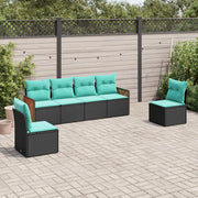 Set Divani da Giardino 6 pz con Cuscini Nero in Polyrattan 3227541