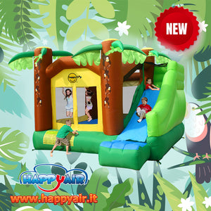 Castello Gonfiabile per Bambini Jungle Climb 390x330x270 cm Portata Massima 225 kg
