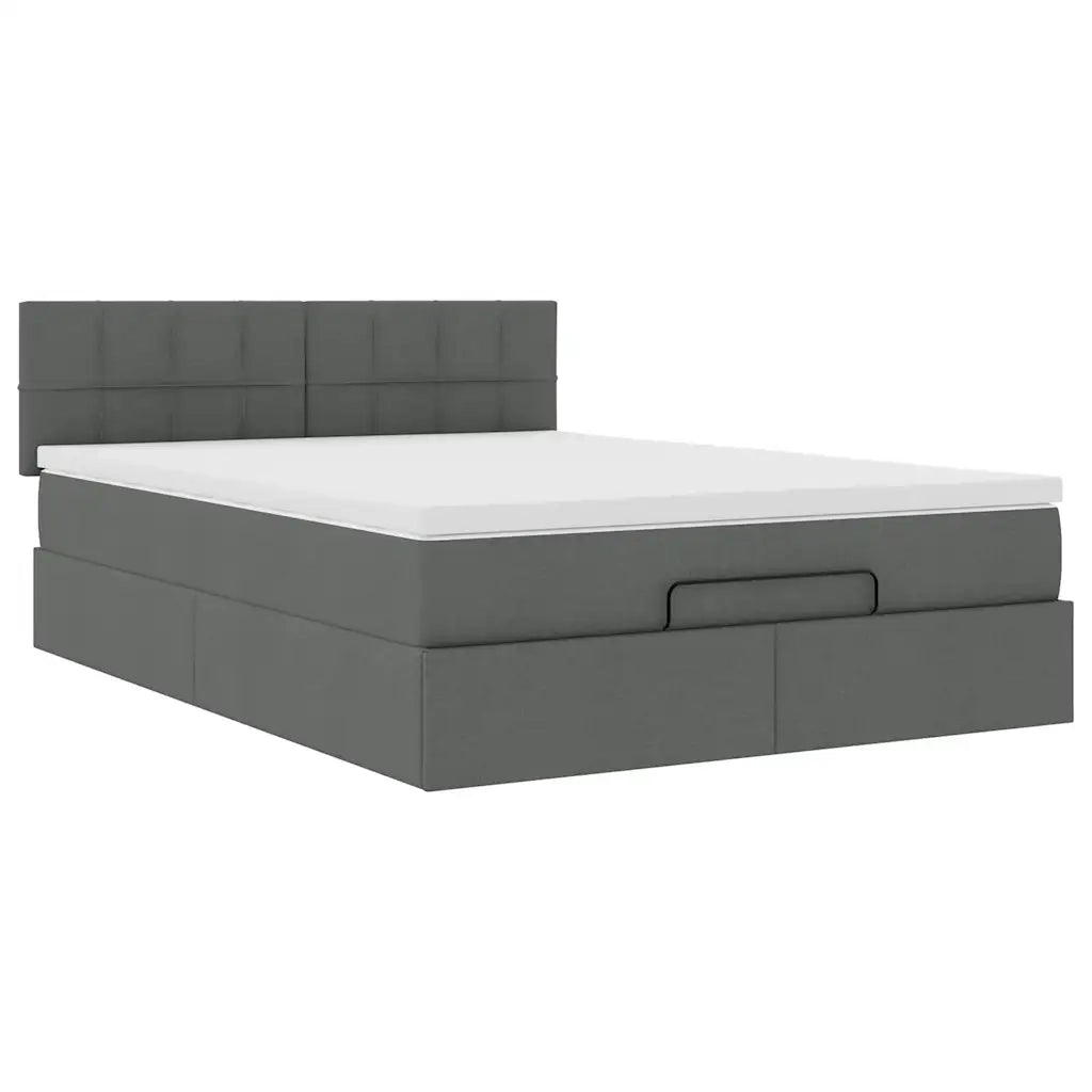 vidaXL Pouf Letto con Materasso e LED Grigio Scuro 140x190 cm