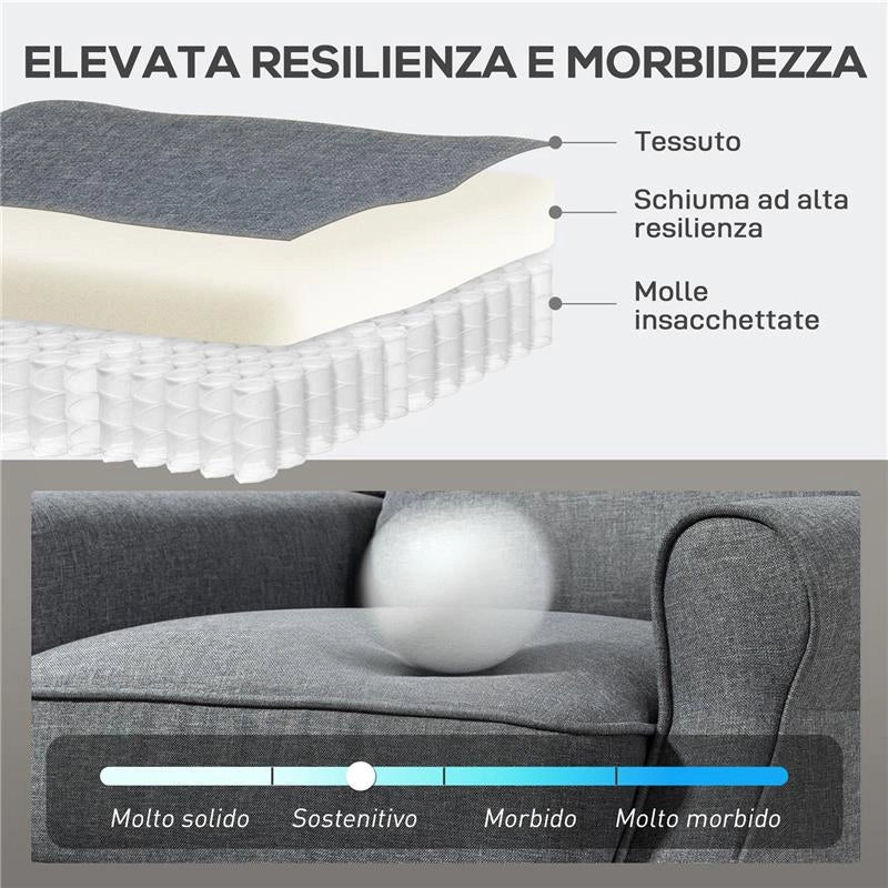 POLTRONA RECLINABILE 132¦ MAX IN TESSUTO EFFETTO LINO CON POGGIAPIEDI, 74X84X102 CM, GRIGIO