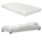 Corium Struttura Letto Imbottito con Materasso a Schiuma Fredda 90 x 200 cm Letto Singolo con Rivestimento in Similpelle con Materasso Anallergico - Bianco