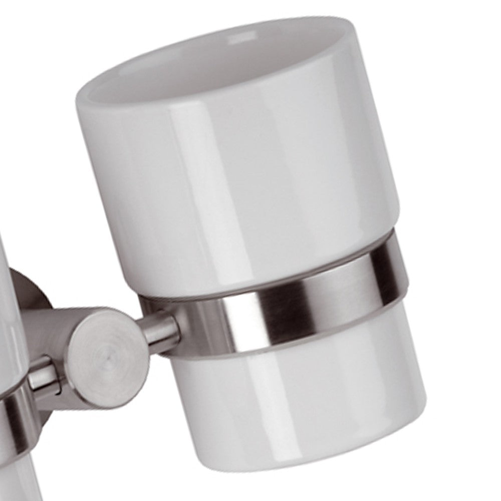 Portabicchiere doppio in ceramica - serie minimal inox