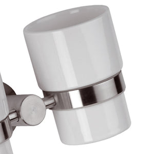 Portabicchiere doppio in ceramica - serie minimal inox