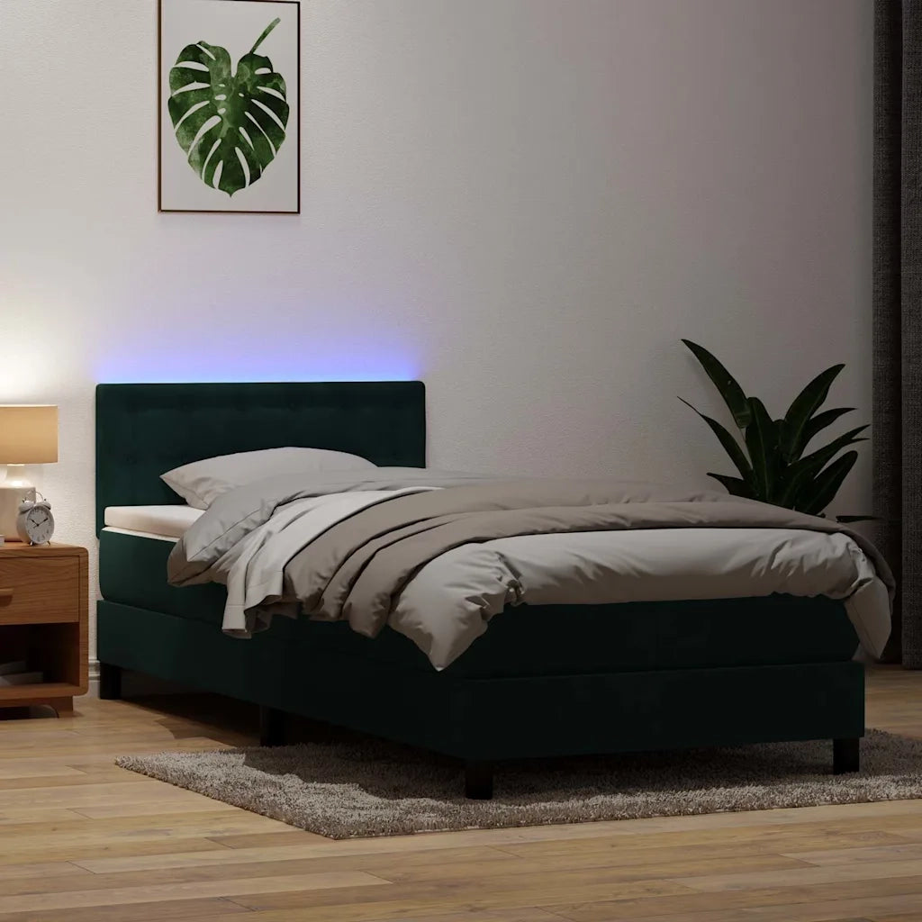 Giroletto a Molle con Materasso Verde Scuro 80x220 cm Velluto