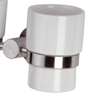 Portabicchiere doppio in ceramica - serie minimal inox