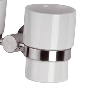 Portabicchiere doppio in ceramica - serie minimal inox
