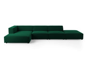 Cosmopolitan Design - Divano angolare sinistro "Arendal" 5 posti in velluto verde bottiglia 
