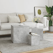 Tavolini 3 pz Grigio Cemento in Truciolato cod mxl 12198