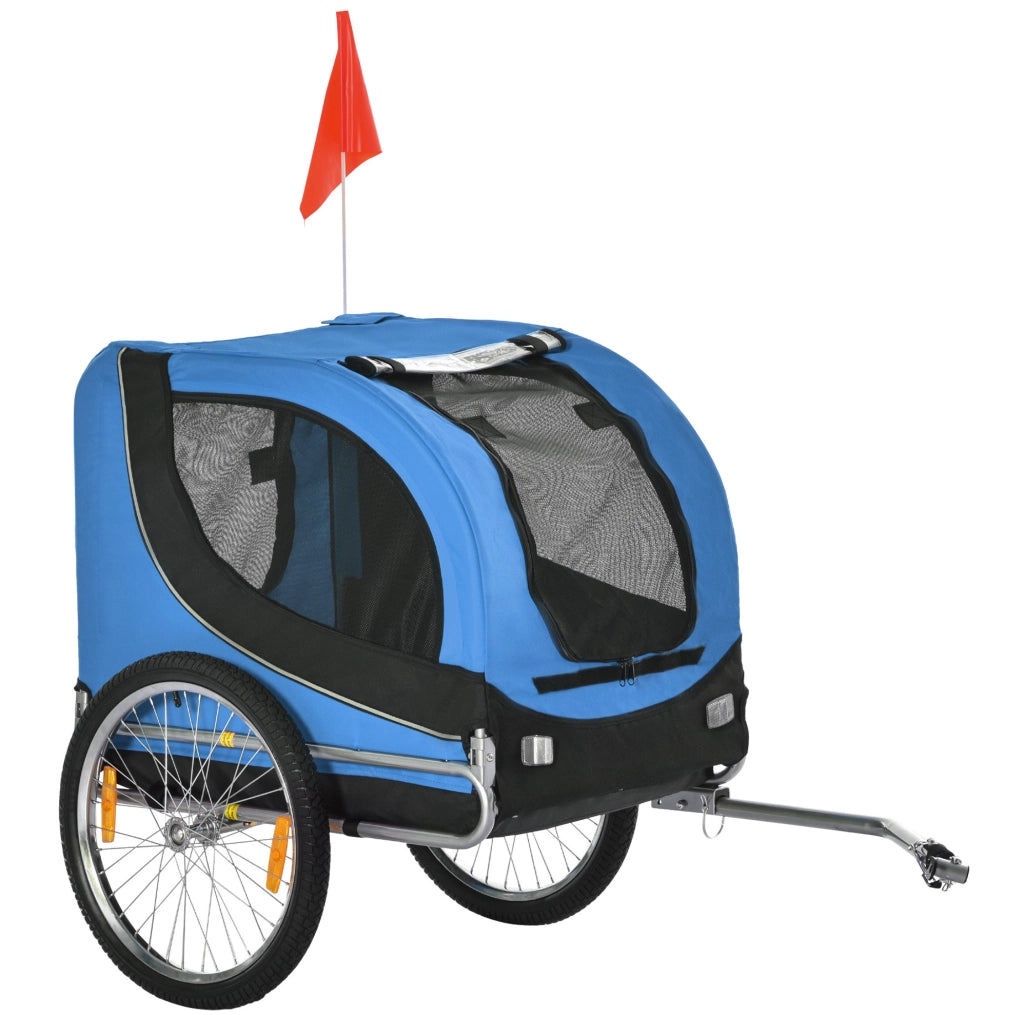 Rimorchio per bicicletta per cani blu 130x73x90 cm