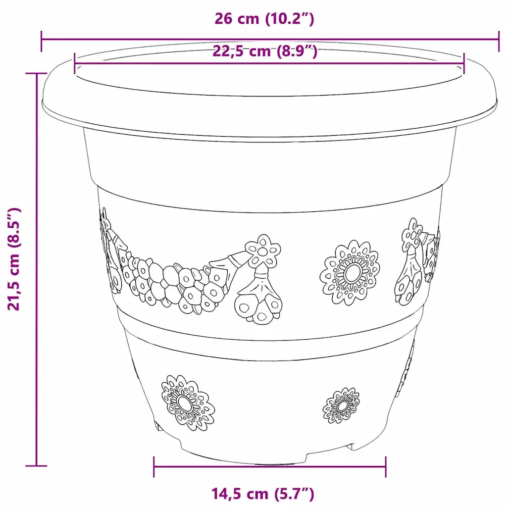 Vaso Rotondo per Fiori 24 pcs Nero Ø 26 x 21.5 cm Plastica