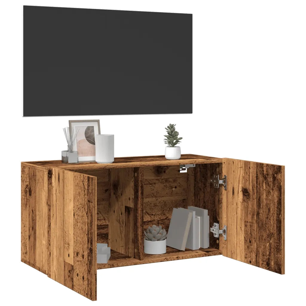 Mobile TV a Parete Legno Antico 80x30x41 cm 857666