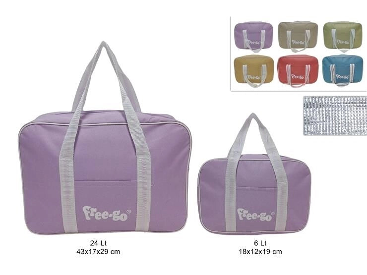 Set 2 Pezzi Borse Termiche Frigo 6 + 24 Litri 6 Colori