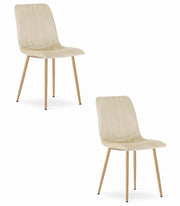 Sedia Valora JEWA in velluto beige chiaro con gambe in legno x2