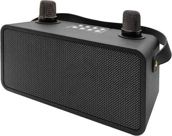 Macchina da Karaoke per Adulti e Bambini, Altoparlante Bluetooth Portatile con 2 Microfoni da Karaoke Senza Fili, Sistema PA con Regolazione dell'Eco, Supporta Bass/FM/USB/TF per Feste in Casa