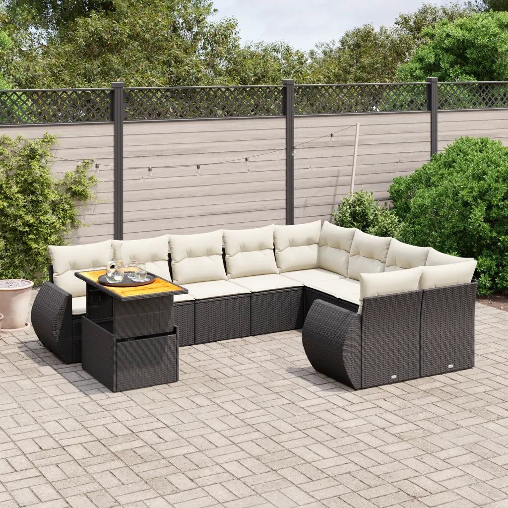 Set Divani da Giardino 10pz con Cuscini in Polyrattan Nerocod mxl 112585