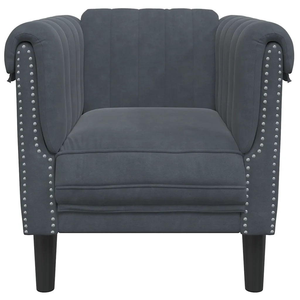 Poltrona Grigio Scuro in Velluto 372566