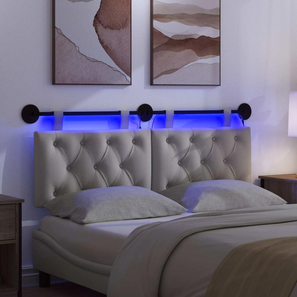 Testiera | Testata sospesa Con luce LED Grigio Nuvola Tessuto