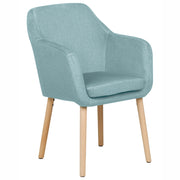 Sedia da pranzo Rivestimento in velluto blu Gambe in legno con braccioli Stile classico Mobili per il soggiorno
