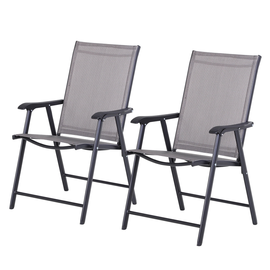 Sedia da Giardino Pieghevole con Braccioli ¨C Zephmum ¨C Grigio, Metallo, 58x64x94 cm